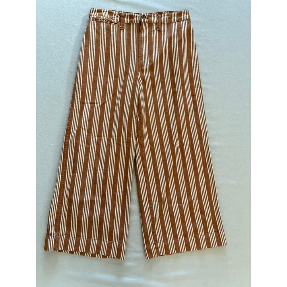 Sz. 31 Madewell J.Crew Striped Cropped Wide Leg Pants Boho Everyday Minimalist